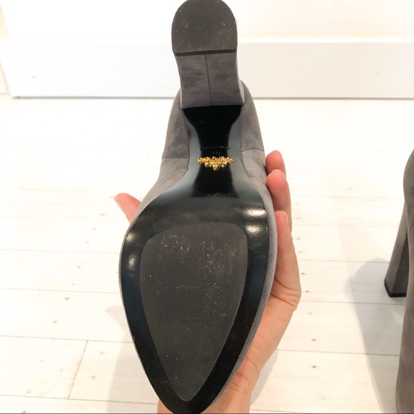 ❌SOLD❌ Prada Platform Suede Booties Gray Grey - Picture 7 of 8
